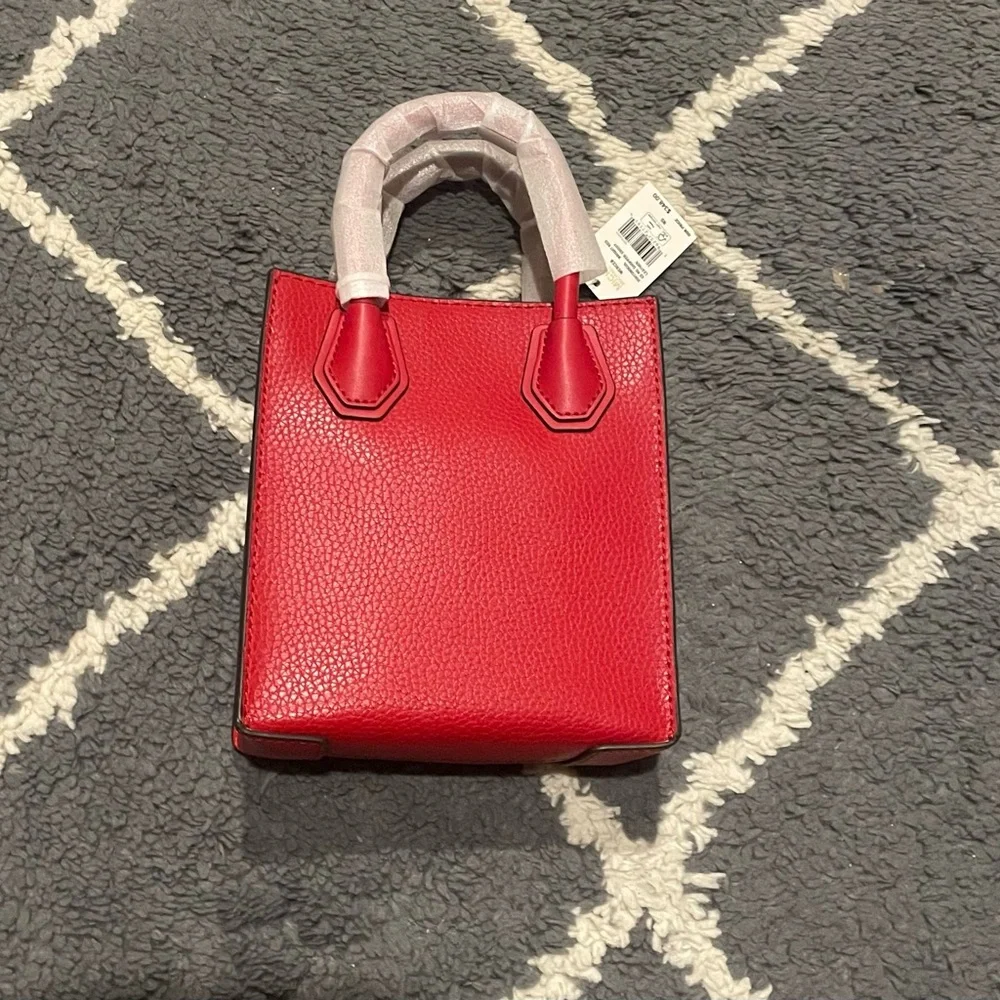 NWT Michael Kors Mercer Red Leather Mini Crossbody Bag - Picture 5 of 9